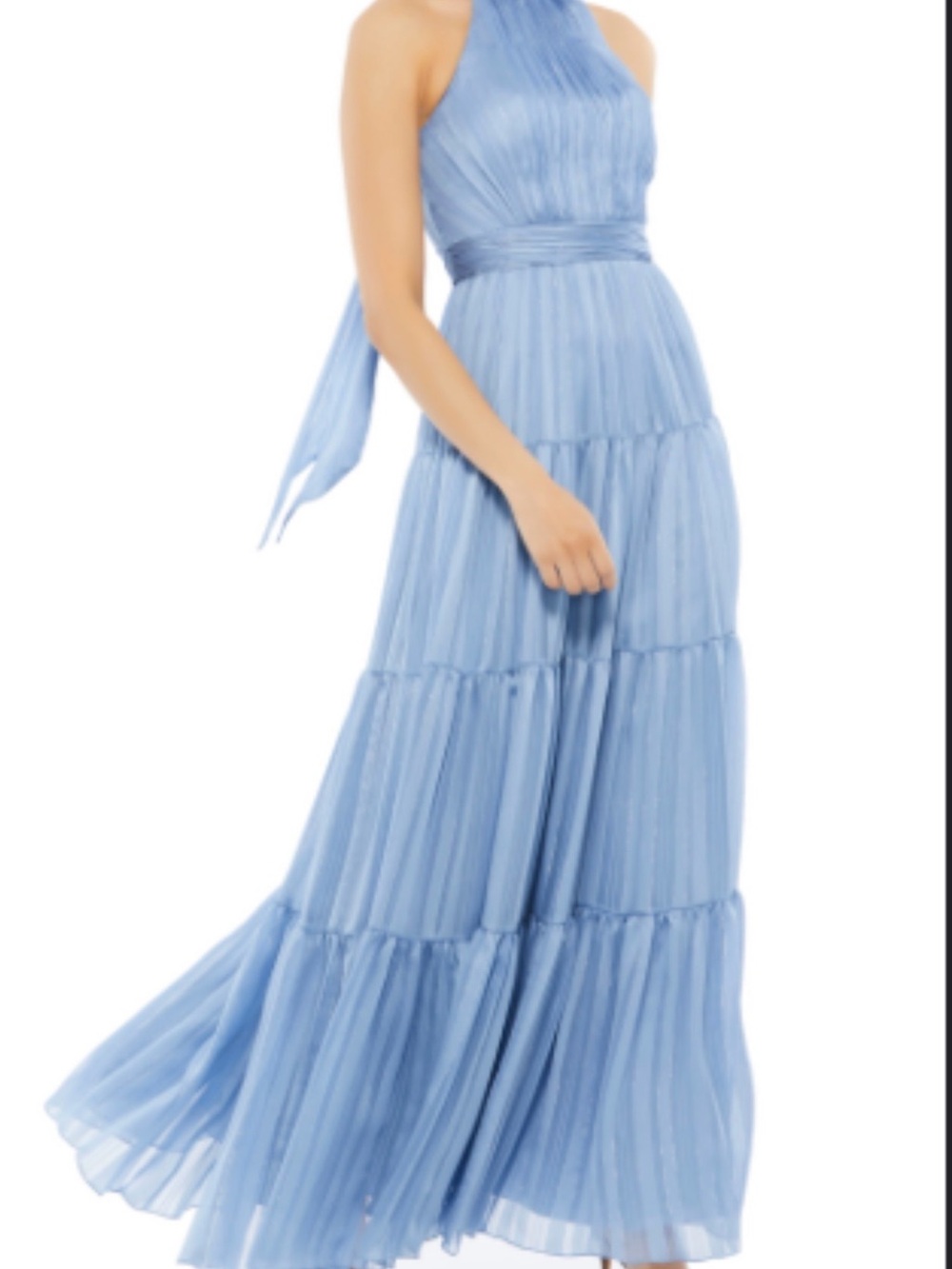 Mac Duggal Light Blue Halter Maxi Dress